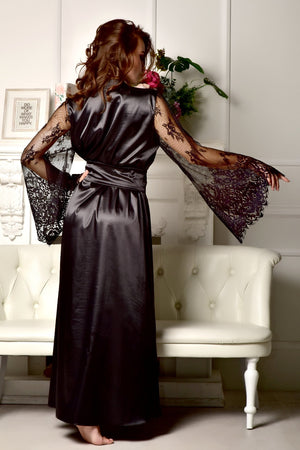 Lace Sleeves Wedding Robe - Back view