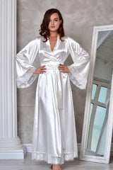 Lace-trim kimono robe - front view