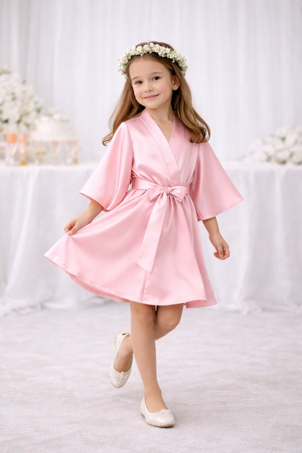 Junior Flower Girl Satin Robe – Kids Kimono