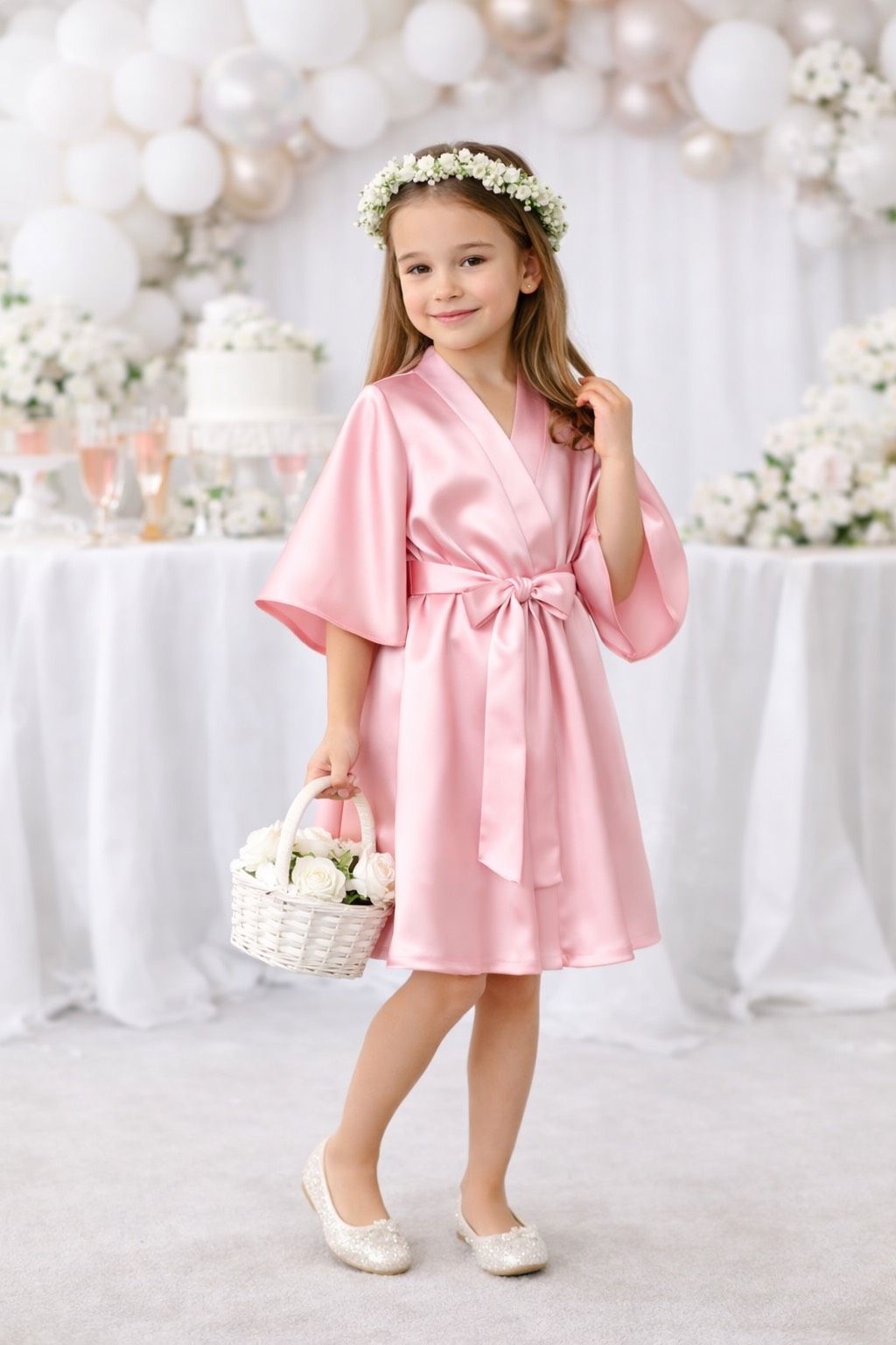 Junior Flower Girl Satin Robe – Kids Kimono