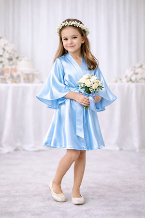 Junior bridal robe with waist tie and kimono sleeves