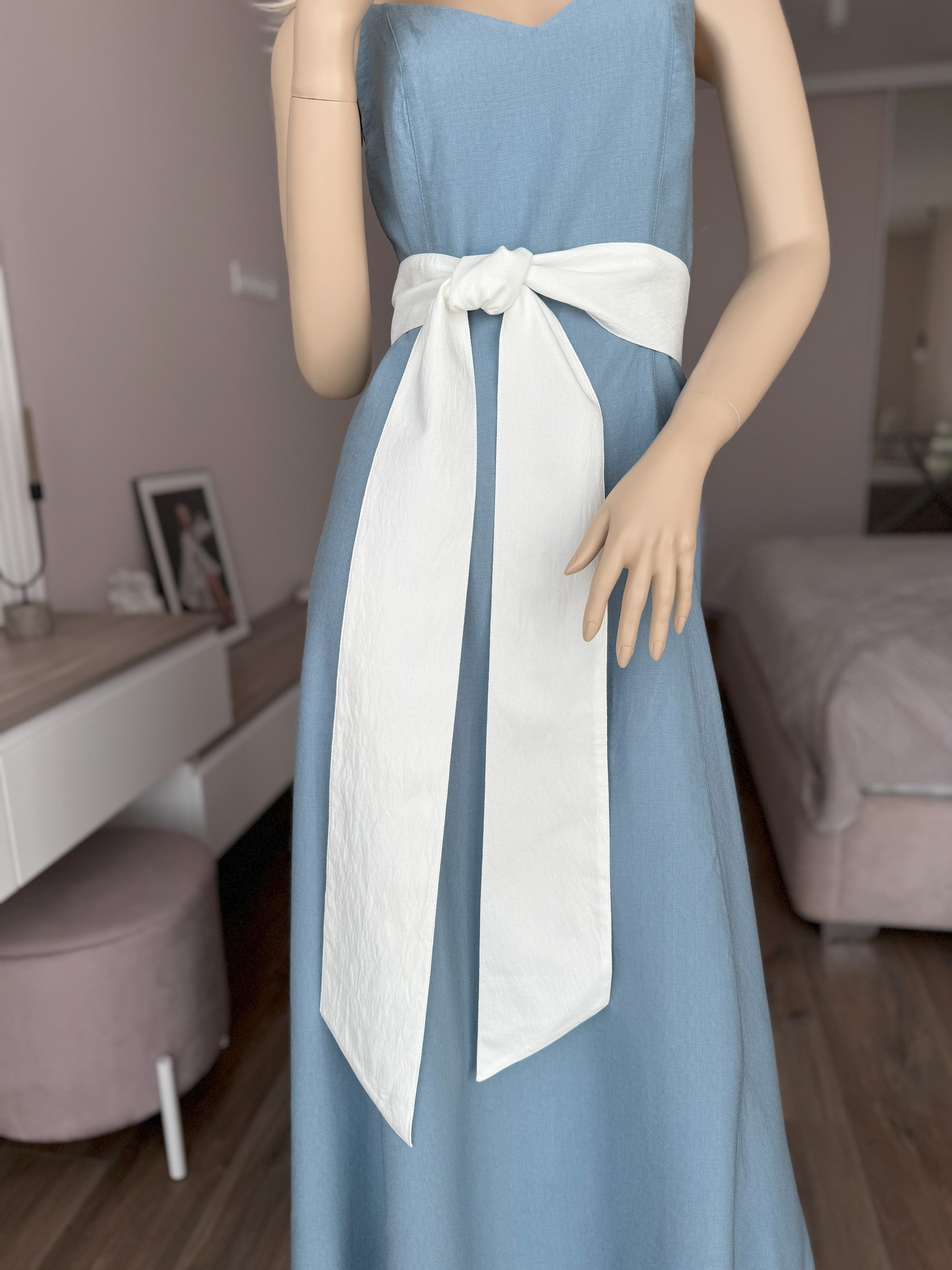 a line dress with sash Elegant Modest A Line Satin Wedding Dress With Champagne Sash -