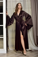 Bridesmaid kimono adding a touch of opulence and warmth to the bridal party ensemble