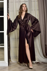 Bridesmaid kimono adding a touch of opulence and warmth to the bridal party ensemble