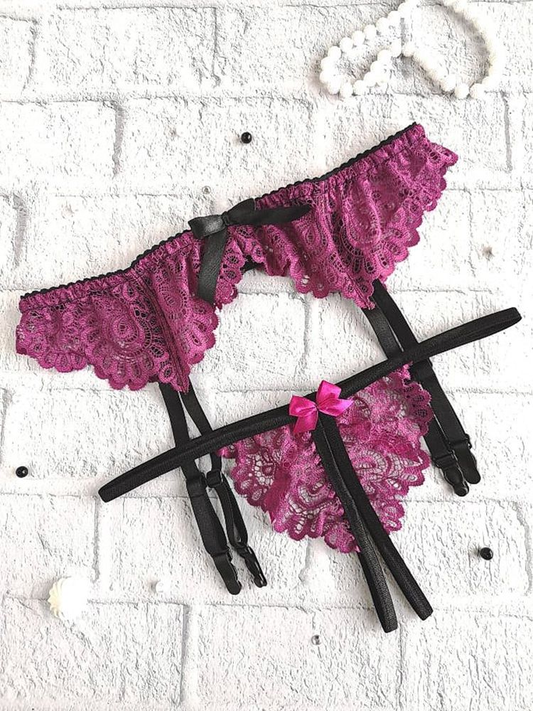 Lace Lingerie Set: Garter Belt and Thong Panty