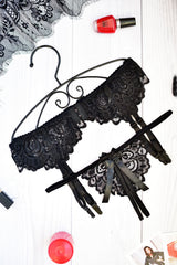 Lace Lingerie Set: Garter Belt and Thong Panty