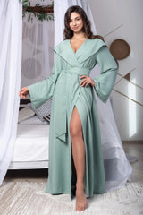 marrysol Mint Bamboo Viscose Robe with Hood | Lightweight Boho Spa Robe Xs/S / Mint marrysol Mint Bamboo Viscose Robe with Hood | Lightweight Boho Spa Robe Xs/S / Mint