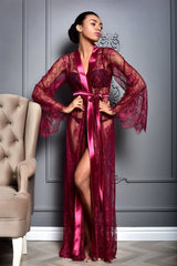 Bridal Boudoir Robe in Burgundy