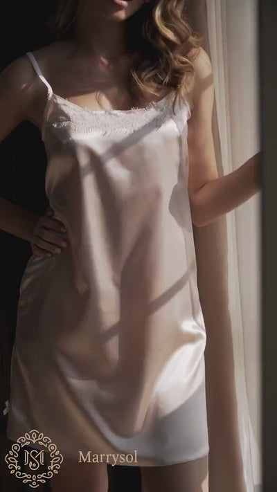 Beige Satin Short Chemise - A Gentle and Sensual Choice for Bridal Nights and Honeymoon