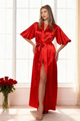 Passion red satin bridal boudoir robe