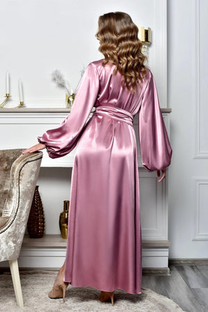 Seductive loungewear - Romantic rose satin dressing gown