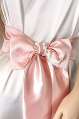 Pastel light pink satin bow belt for romantic and bridal looks