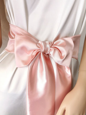 Pastel light pink satin bow belt for romantic and bridal looks