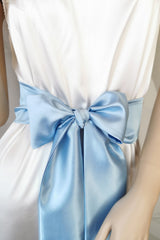 Sky blue satin waist belt