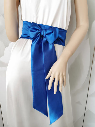 Satin Sash Belt Dark Blue