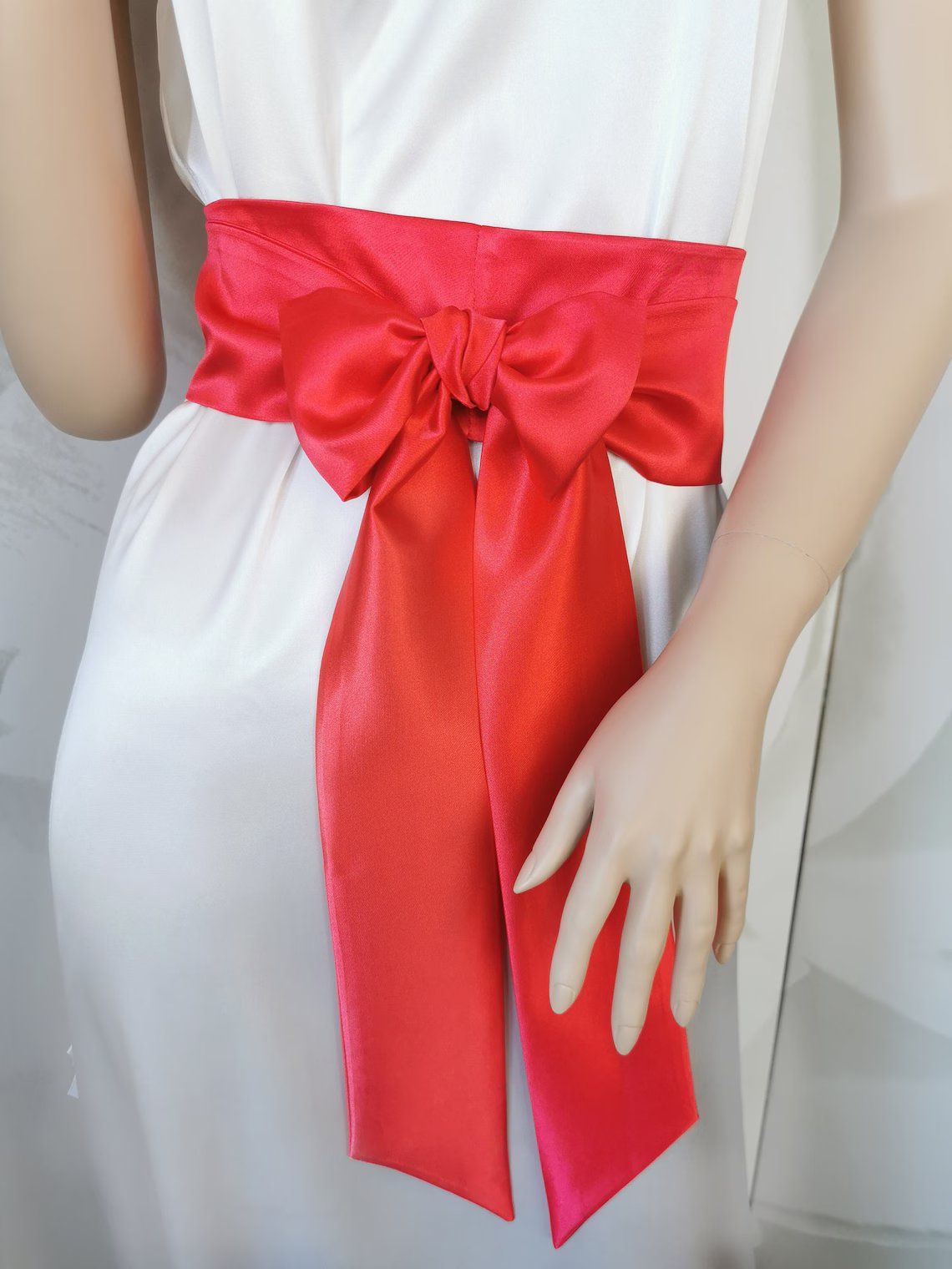 Red Satin Sash Belt