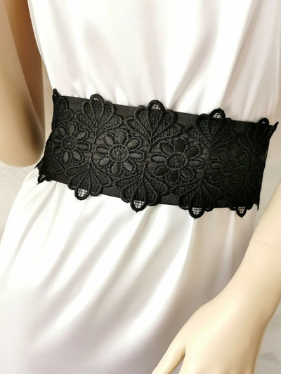 Satin Sash Black Lace-trim