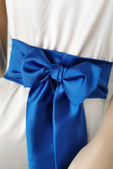 Luxury royal blue satin belt for dresses and special events