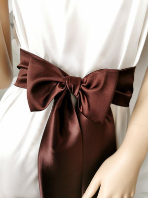 Brown satin bow belt for evening, fall, and warm-toned looks
