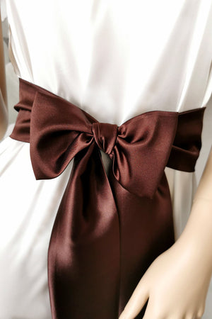 Brown satin bow belt for evening, fall, and warm-toned looks