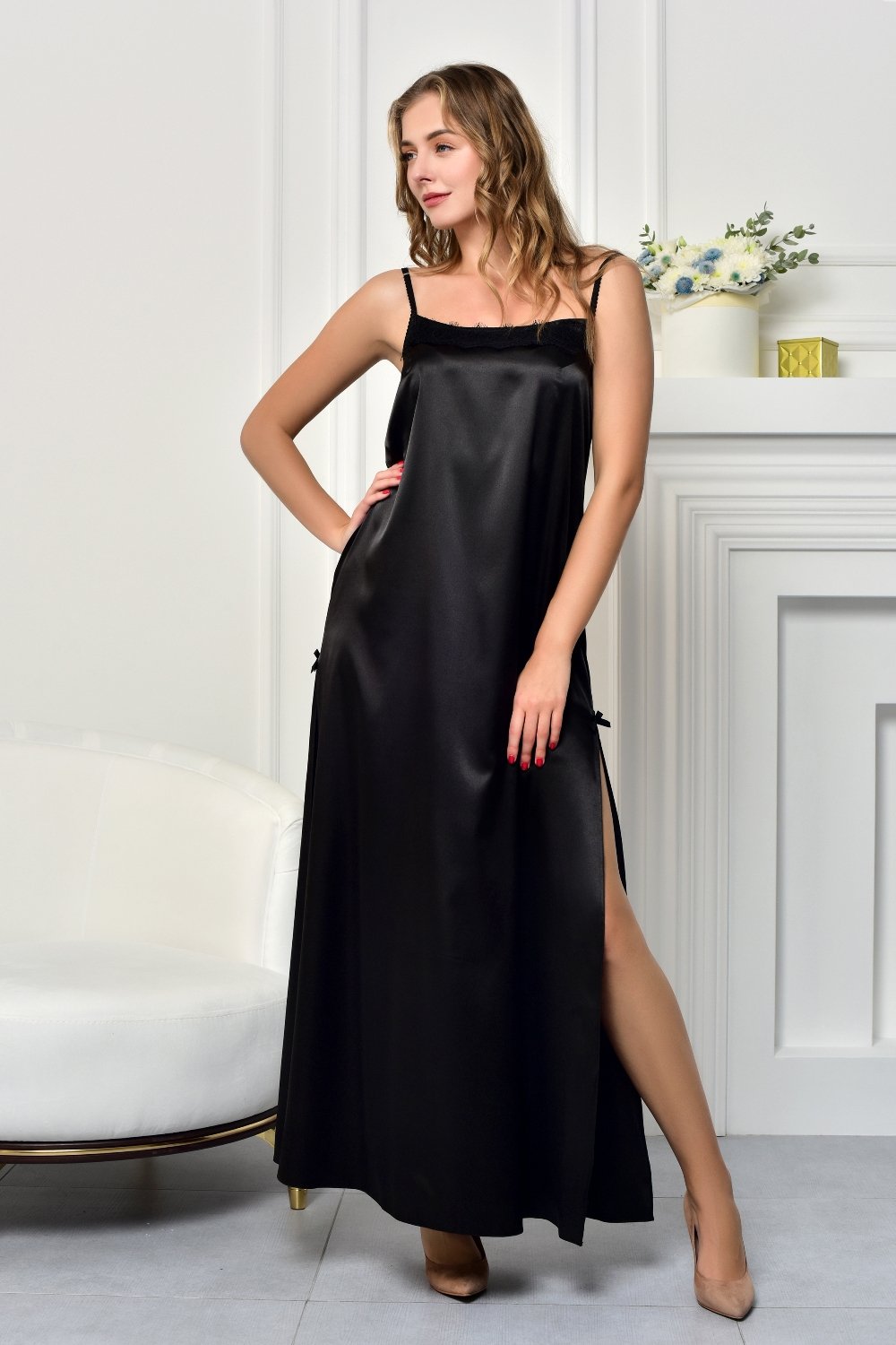 Elegant Side-slit Design on Gothic Nightwear