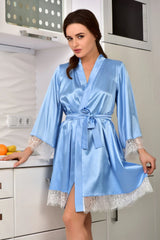 Sky Blue Satin Robe – Holiday Glam Edition