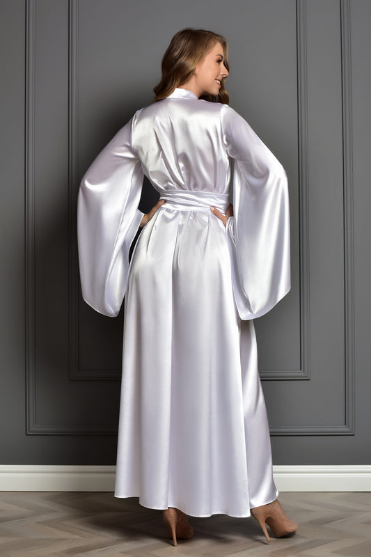 Long White Satin Dress Gown - Bridal Gift