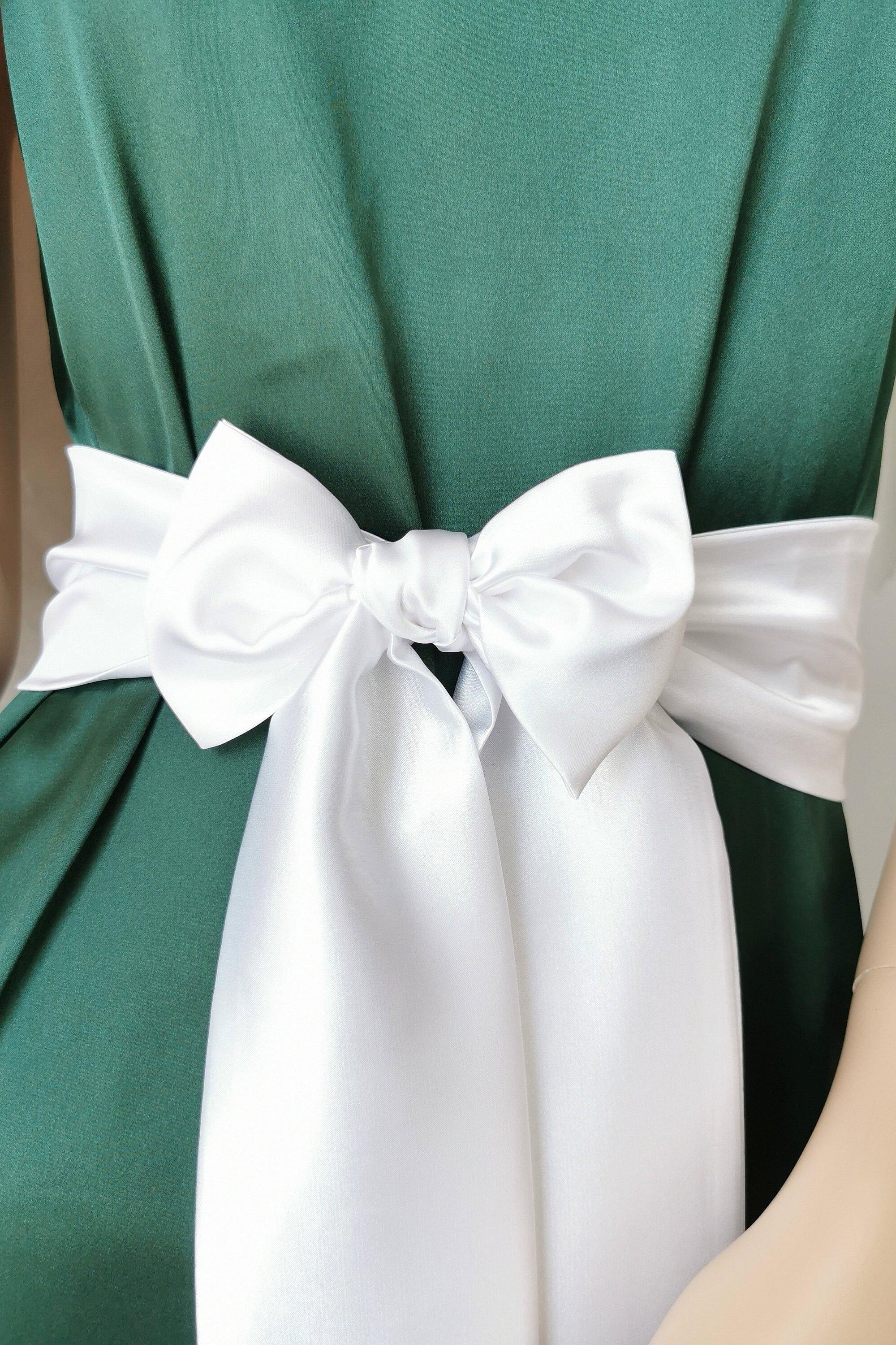 Elegant Bridal Satin Waist Belt – White / Ivory / Champagne / Beige