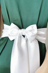 Elegant Bridal Satin Waist Belt – White / Ivory / Champagne / Beige