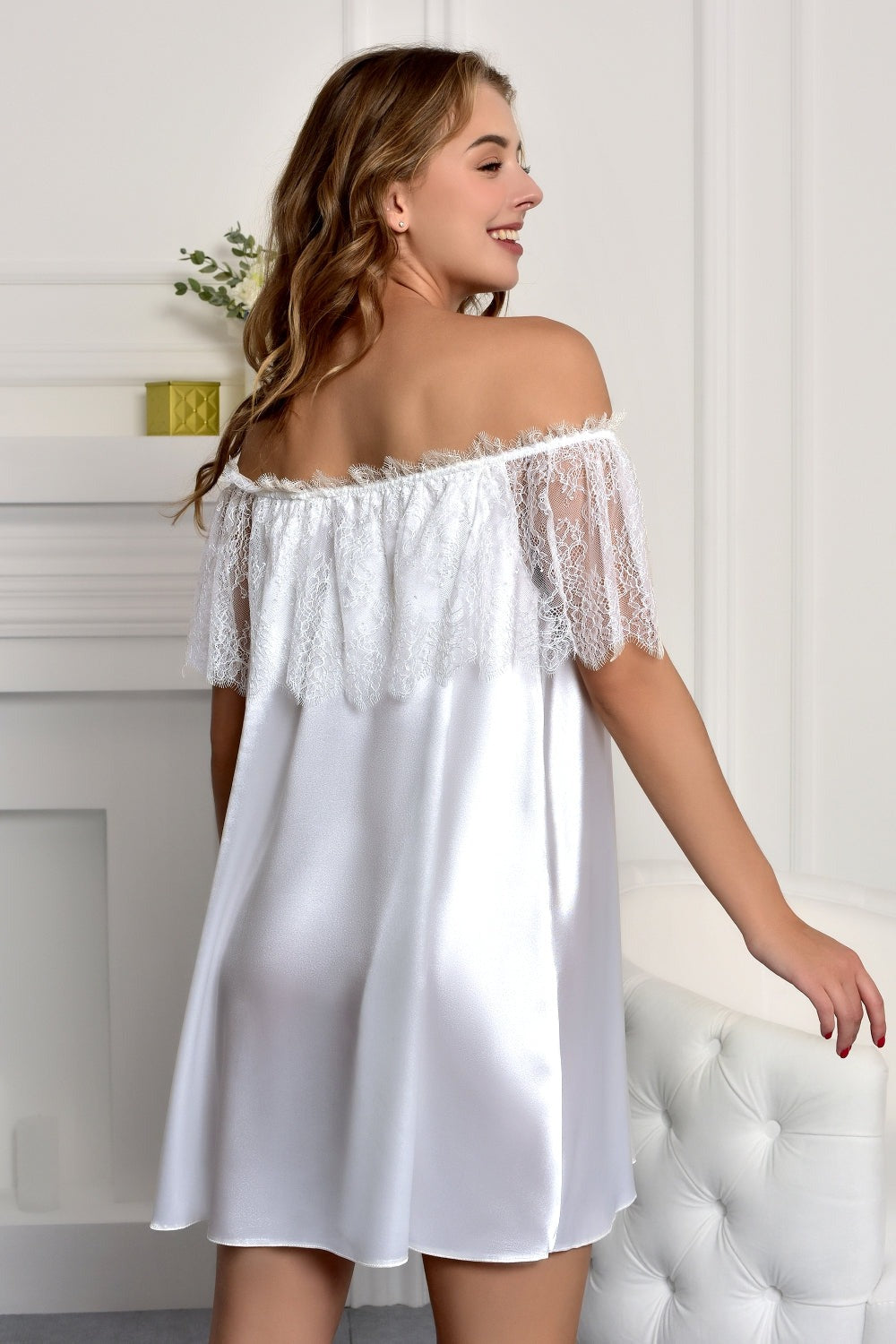 Bridal Nightwear with Off-Shoulder Design