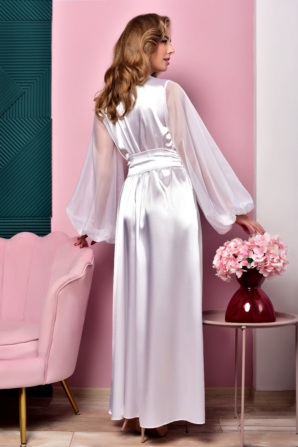 White satin bridal peignoir - luxe nightwear