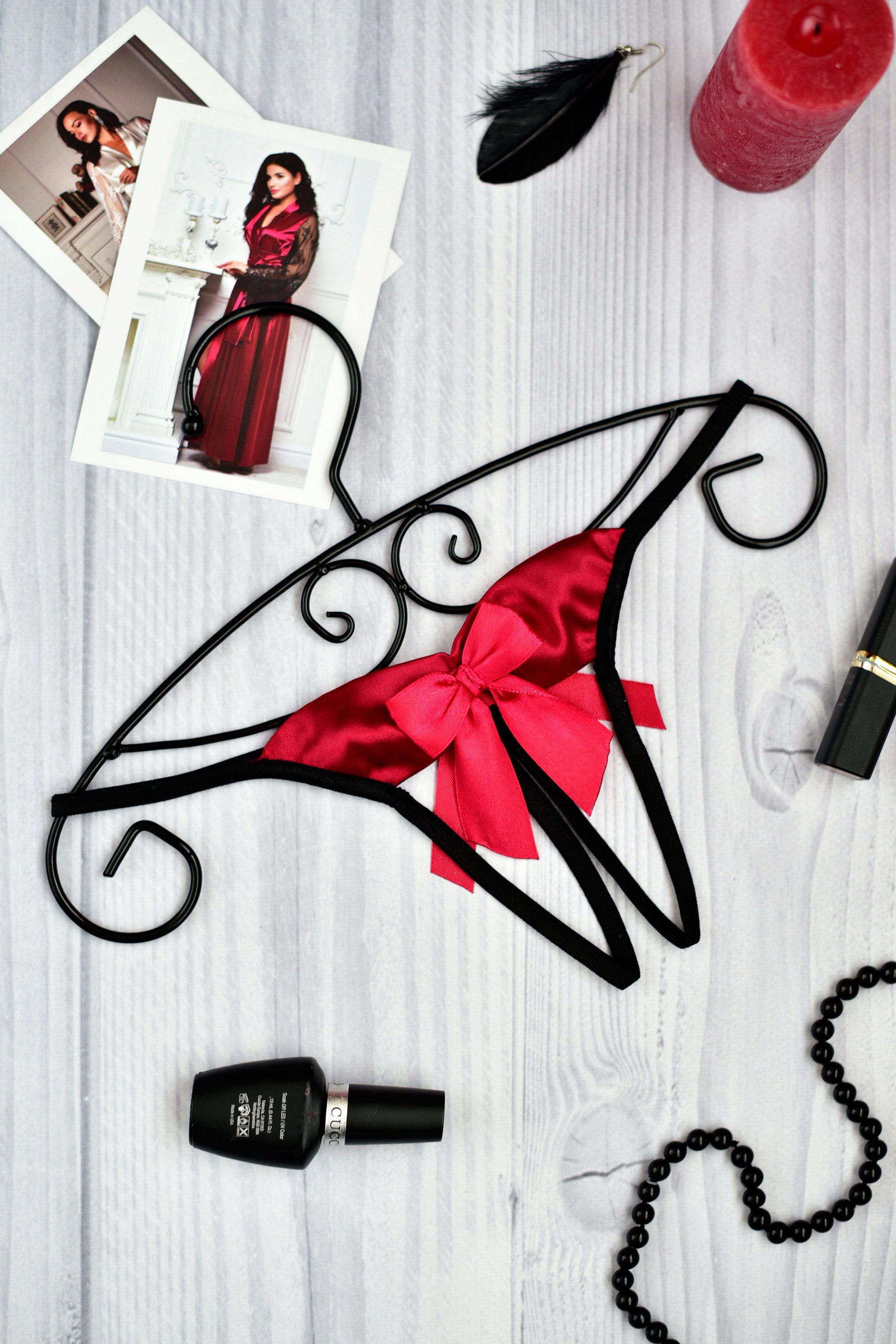 Crotchless Lingerie in Black and Red