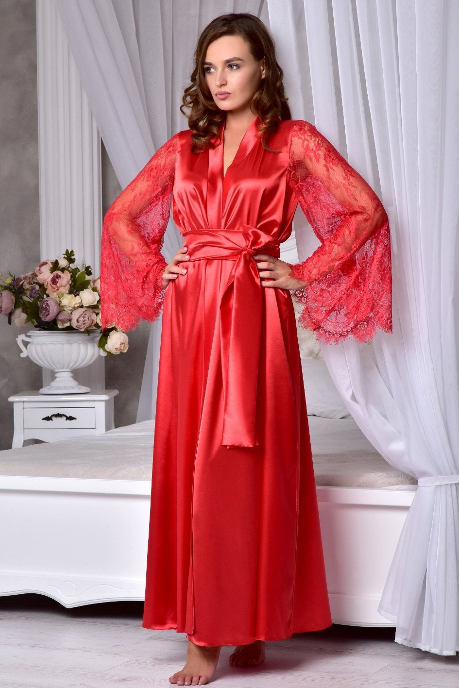 Plus Size Model Wearing Red Bridal Robe - Bridesmaids Edition