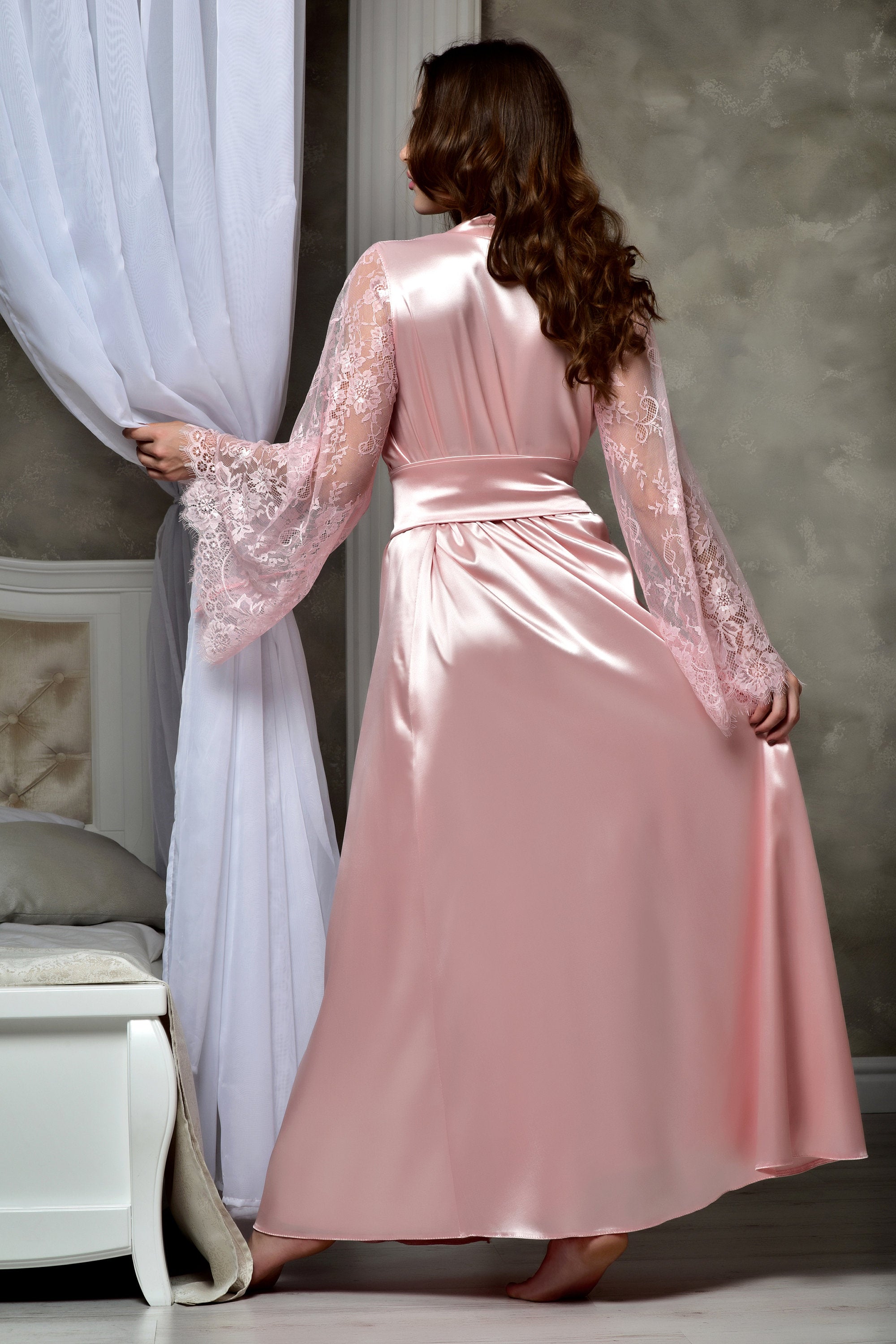 Blush pink house robe - Back view