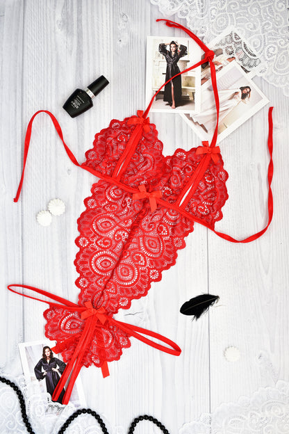 Sensual Red Lace Teddy - Perfect for a Romantic Night