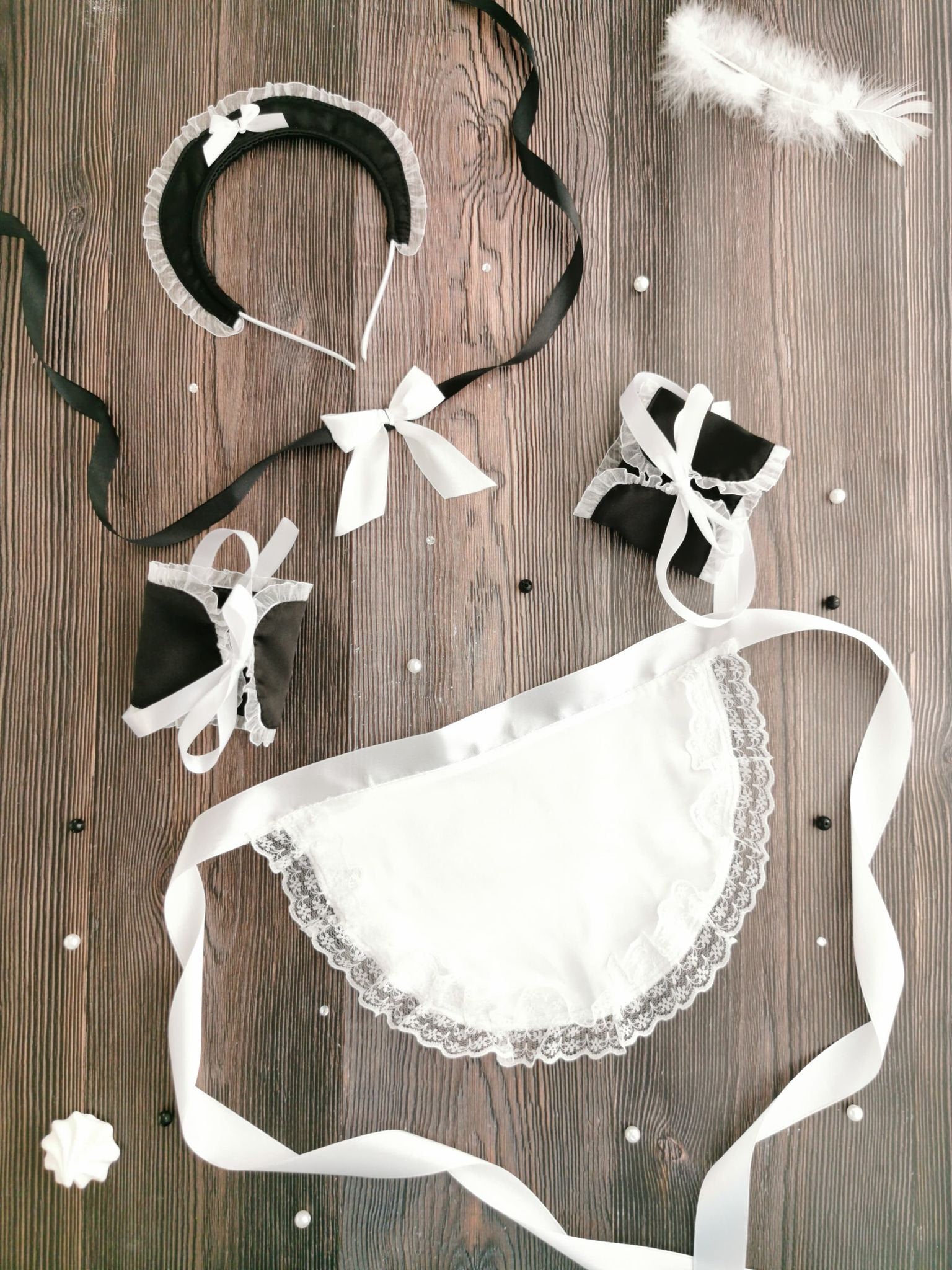 French Maid Costume - Elegant Black and White Design