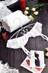 White Lace-Trim Wedding Garter Belt